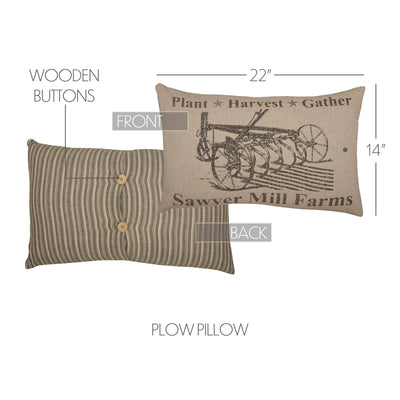 Sawyer Mill Charcoal Plow Pillow 14'' x 22''