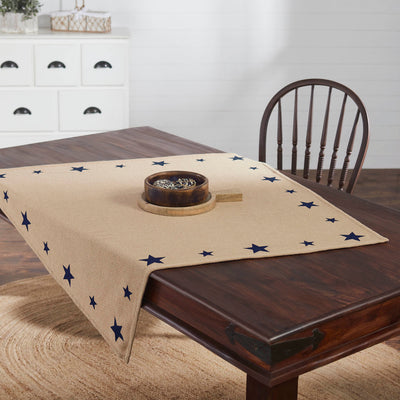 Natural with Navy Blue Stars 40" Table Topper