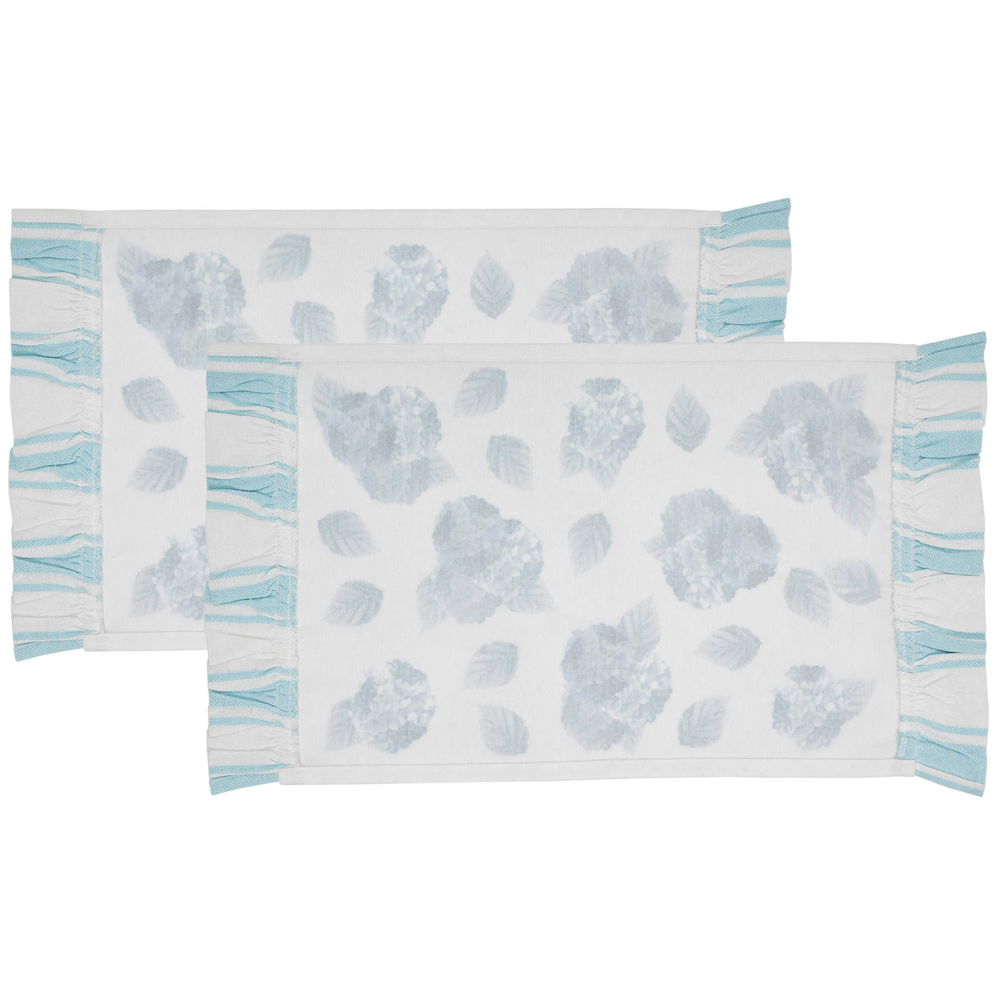 Set of 2 Blue Hydrangea Ruffled Placemats