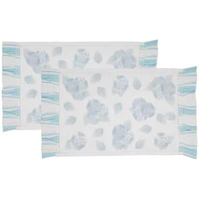 Set of 2 Blue Hydrangea Ruffled Placemats