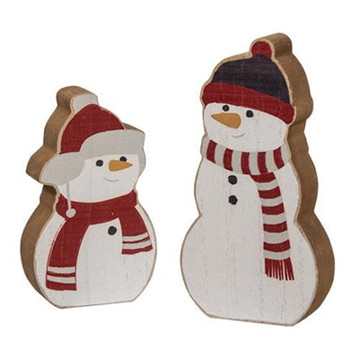 Set of 2 Cozy Chunky Snowman Sitter Signs