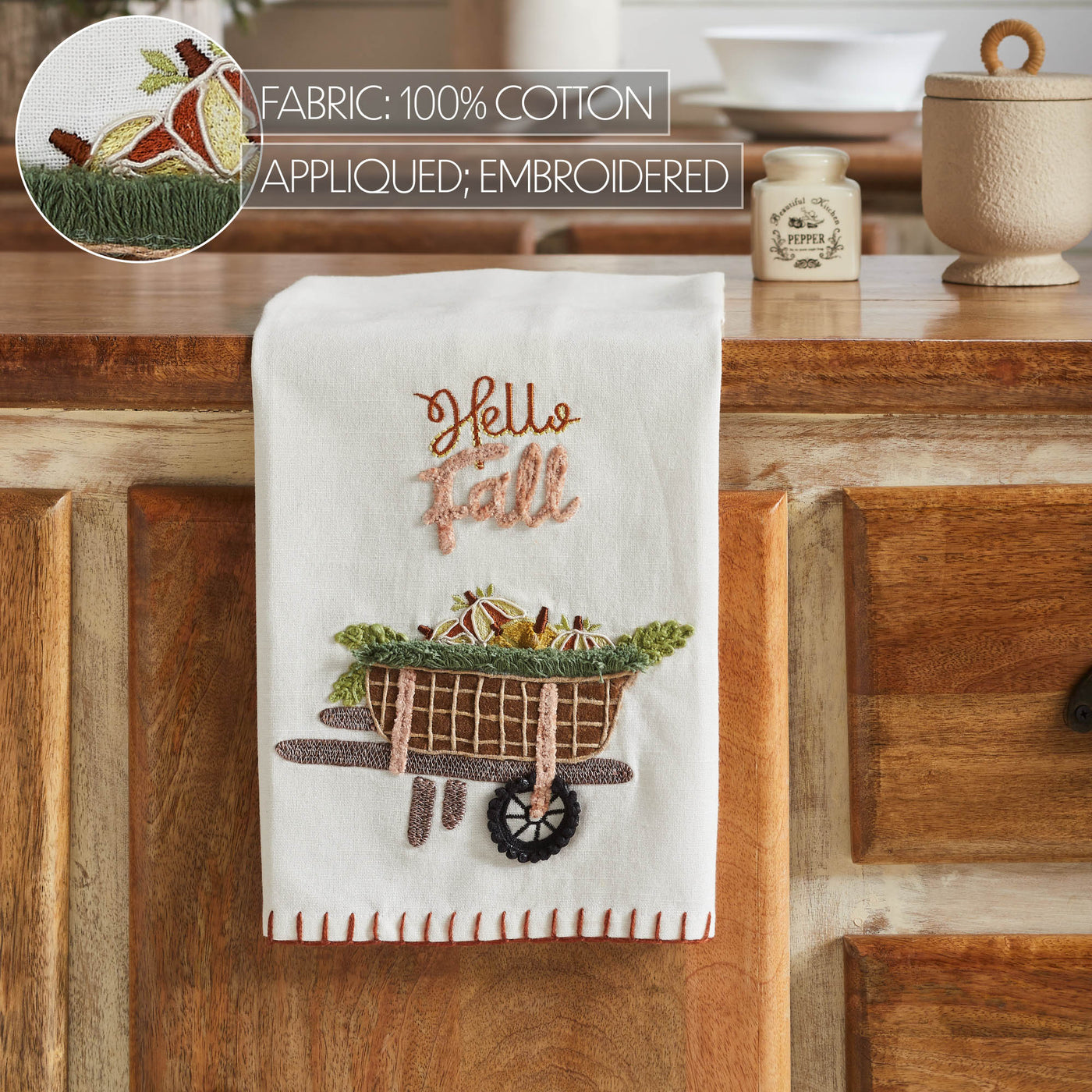 Hello Fall Wheelbarrow Tea Towel