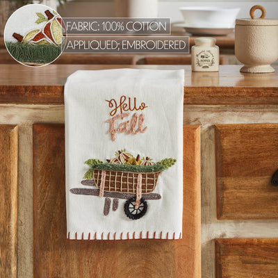 Hello Fall Wheelbarrow Tea Towel