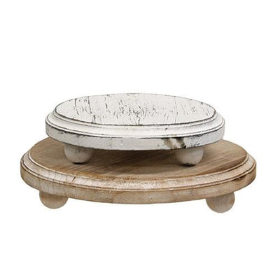 Set of 2 Distressed Whitewashed Wooden Risers