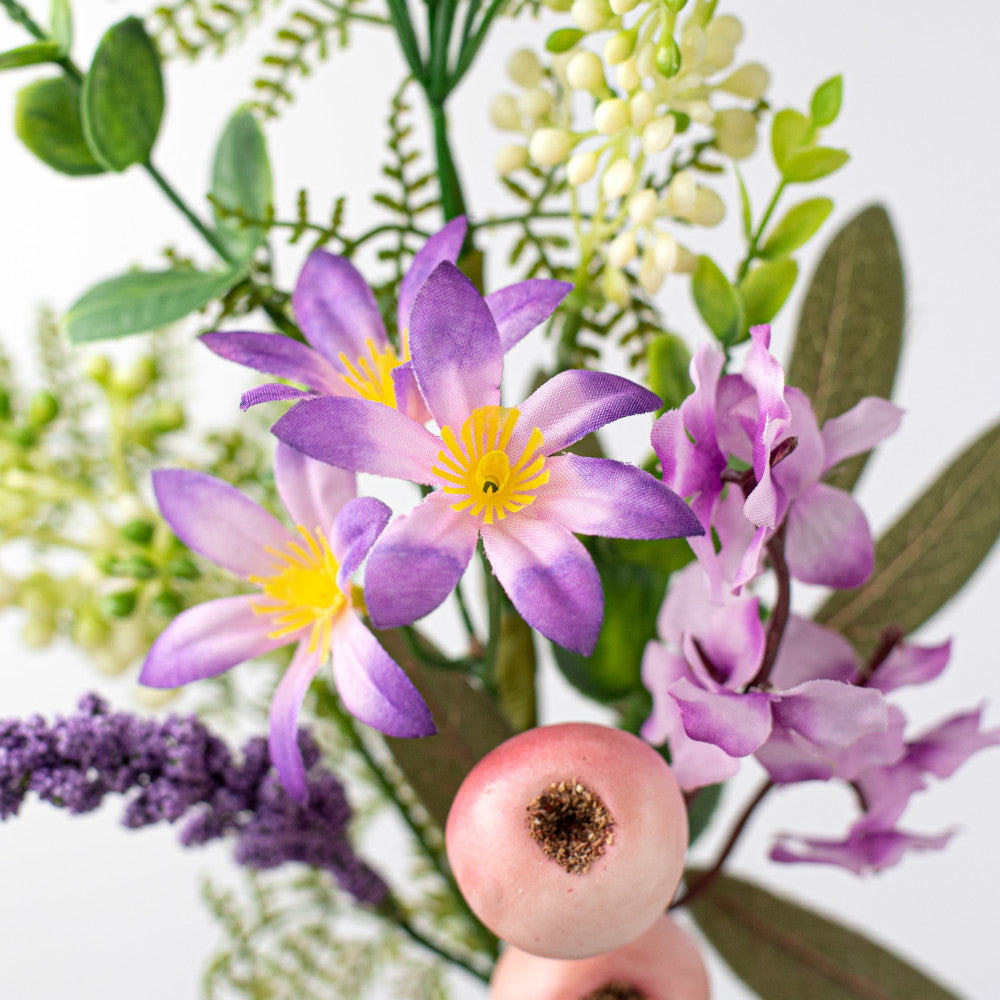 💙 Lavender and Purple Berry Fern Crabapple 18" Faux Floral Pick