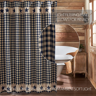 My Country Navy and Tan Shower Curtain 72" x 72"