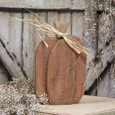 Rustic Orange Layered Wood Pumpkin Sitter 10" H