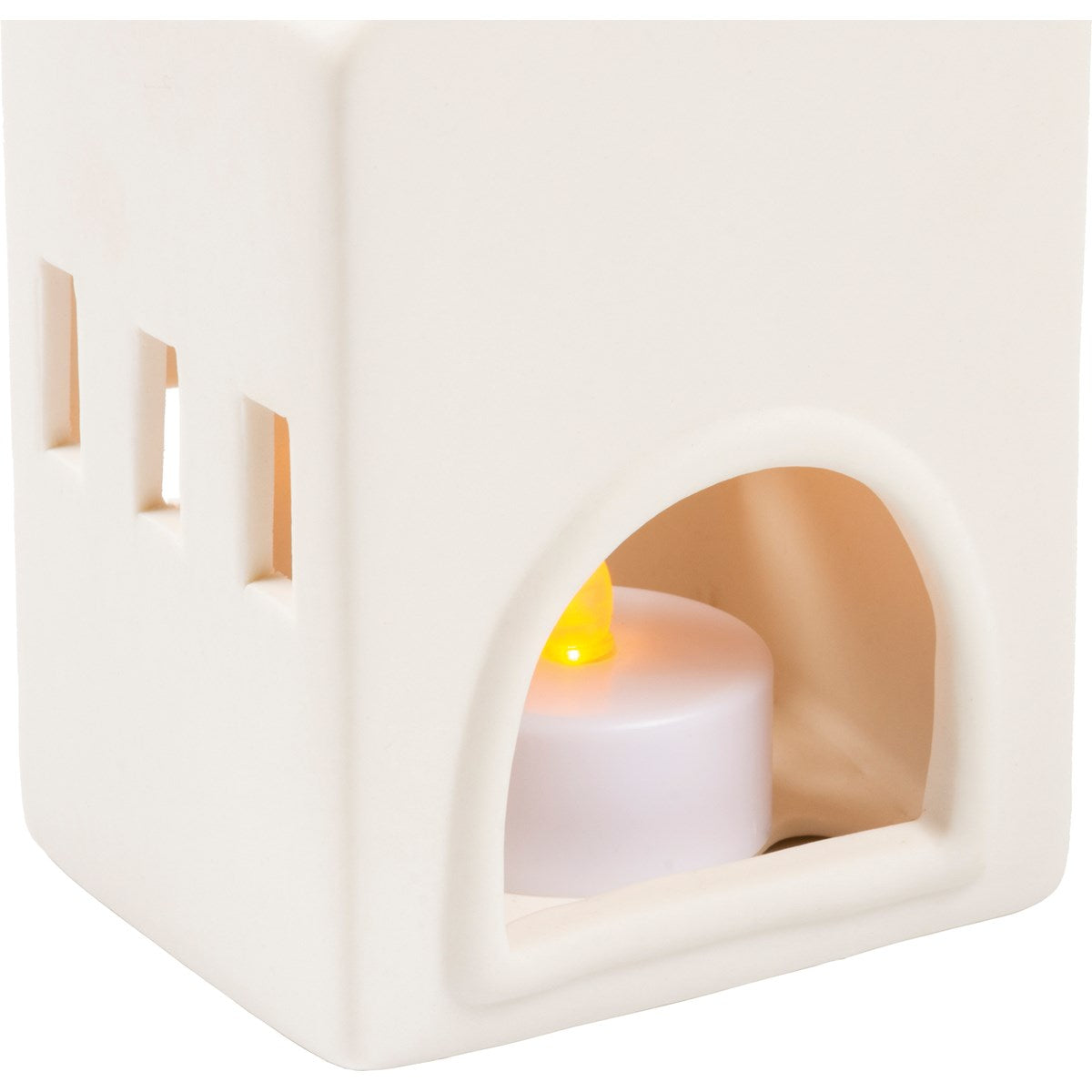 Set of 3 House Shaped Candle Holder with Battery Powered Tealight