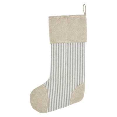 Grace Ticking Stripe Patch Christmas Stocking 20"