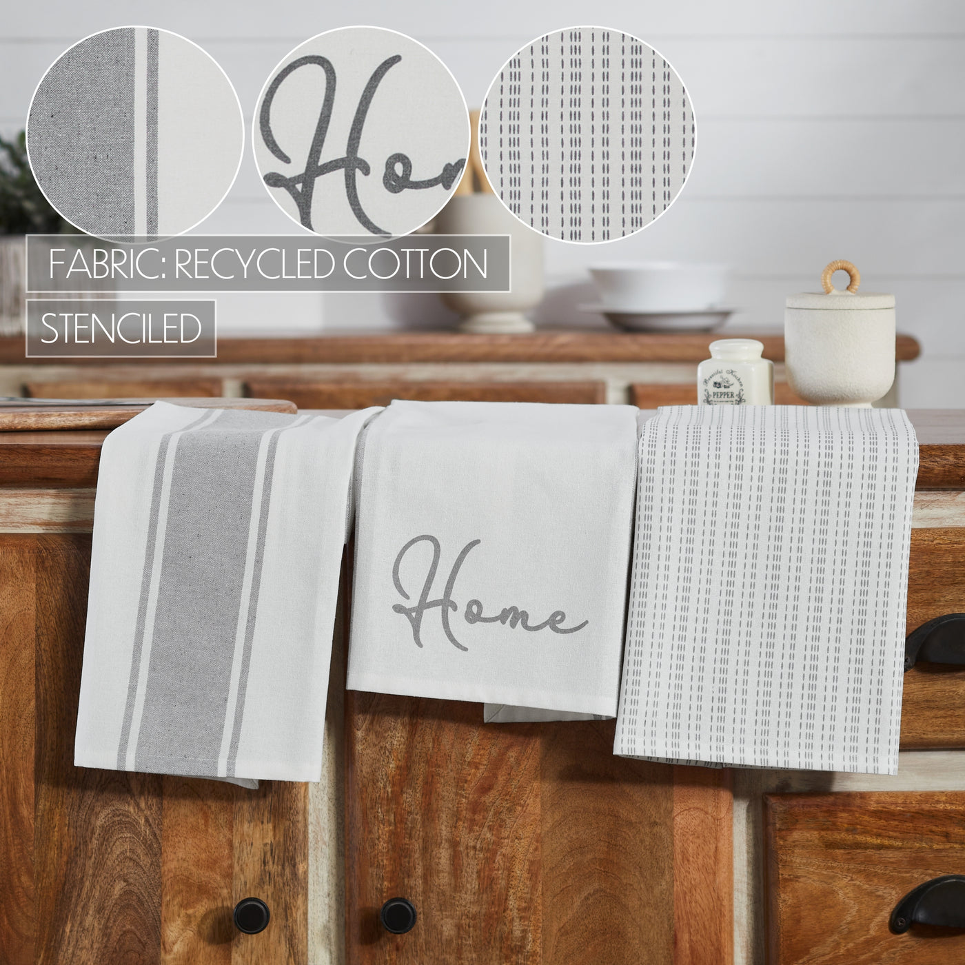 Set of 3 Farmhouse Home Decorative Tea Towels