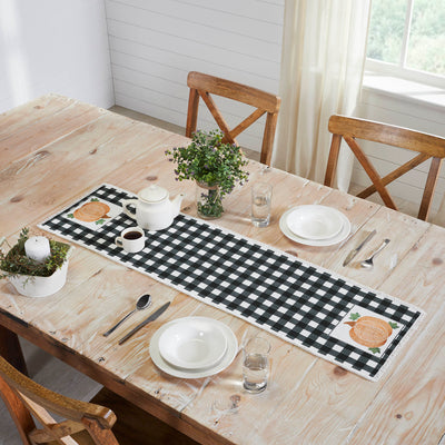 Annie Black Check Pumpkin 48" Table Runner