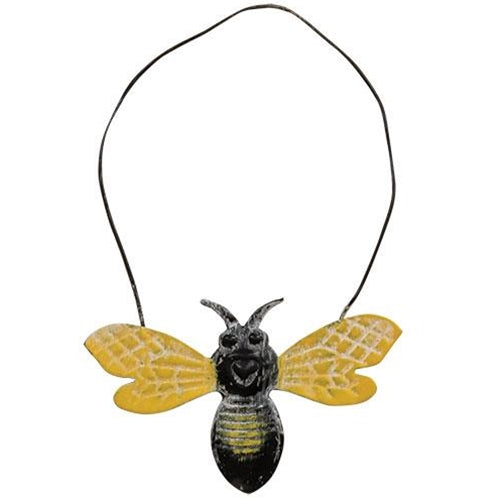 Rustic Yellow and Black Bee Metal Ornament