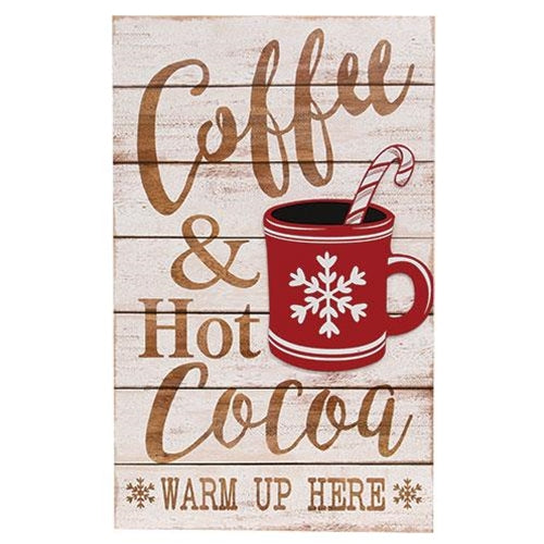 Coffee & Hot Cocoa Slat Look Sign 19" H