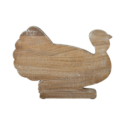 Harvest Leaf Carved Wooden Turkey 10" H