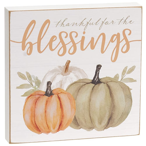 Set of 2 Fall Plentiful Blessings Watercolor Box Signs