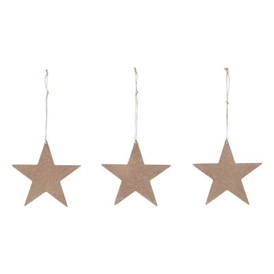Set of 3 White Stars On Navy Star Ornaments