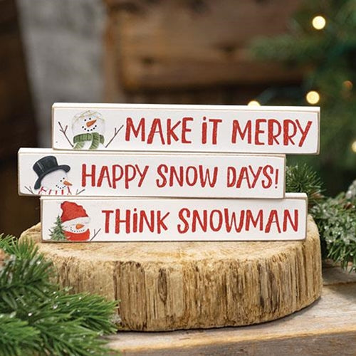 🎄💙 Set of 3 Happy Snow Days Snowman Mini Sticks