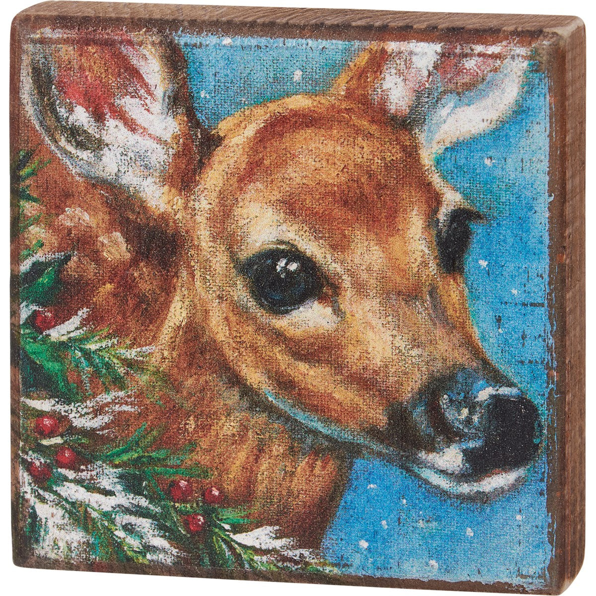 Woodland Deer 4" Wooden Block Sign