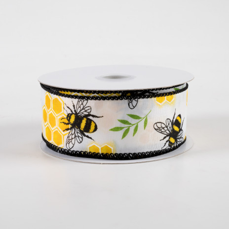 💙 Honeycomb Bee Satin Ribbon 1.5