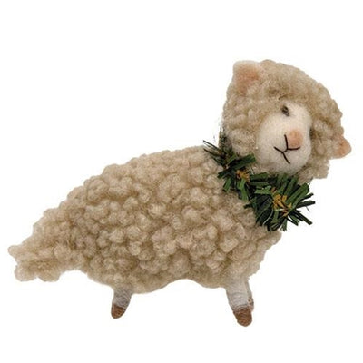 Lamb with Green Collar Ornament
