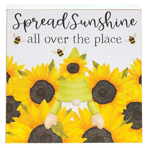Set of 2 Gnome Place Like the Garden Sunflowers Box Signs