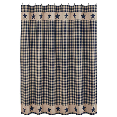 My Country Navy and Tan Shower Curtain 72" x 72"