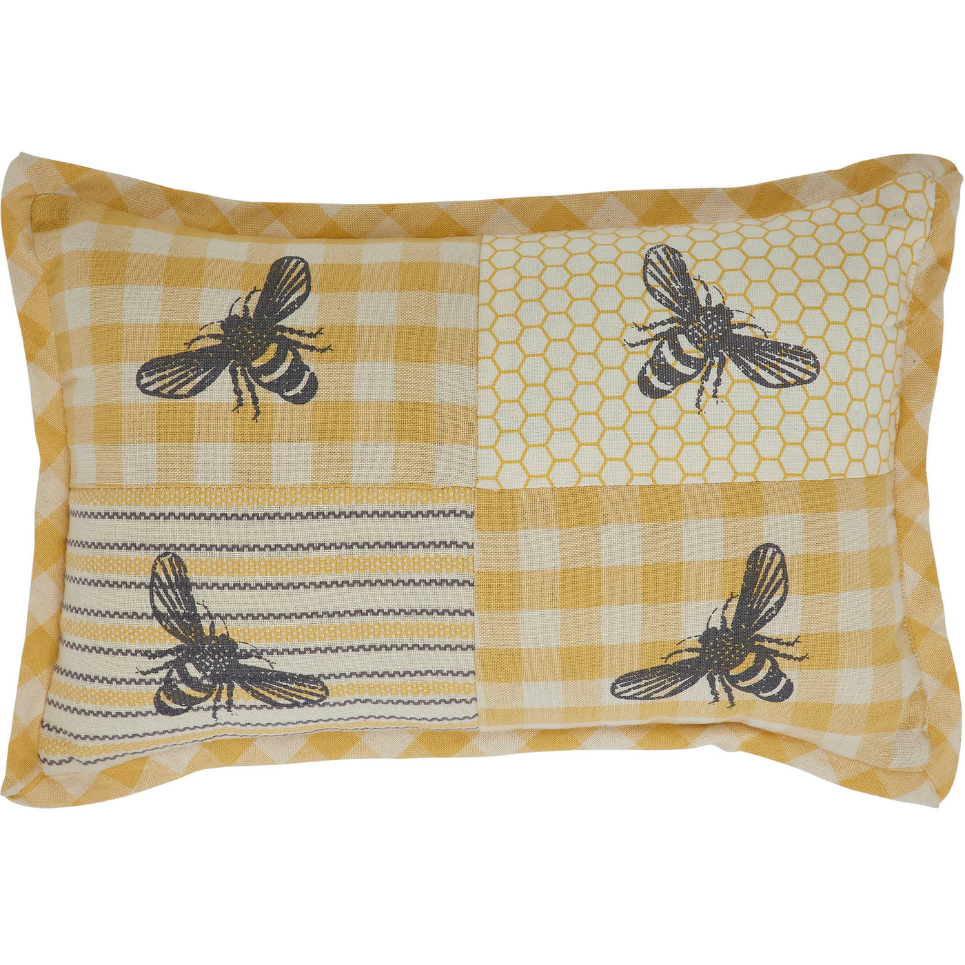 Buzzy Bees Patchwork Bee Small Accent Pillow