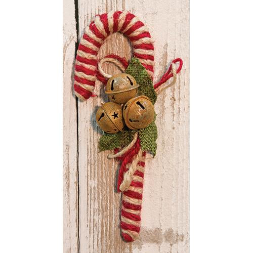 DAY 1 ✨ 25 Days of Ornaments ✨ Candy Cane with Bells 8" Jute Ornament