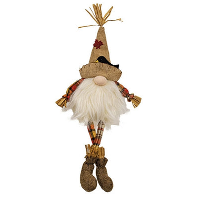 Scarecrow Gnome with Crow Hat and Dangle Legs 15.5" H