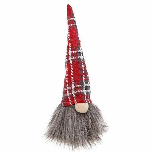 Plaid Hat Santa Gnome Fabric Figure 7.5"