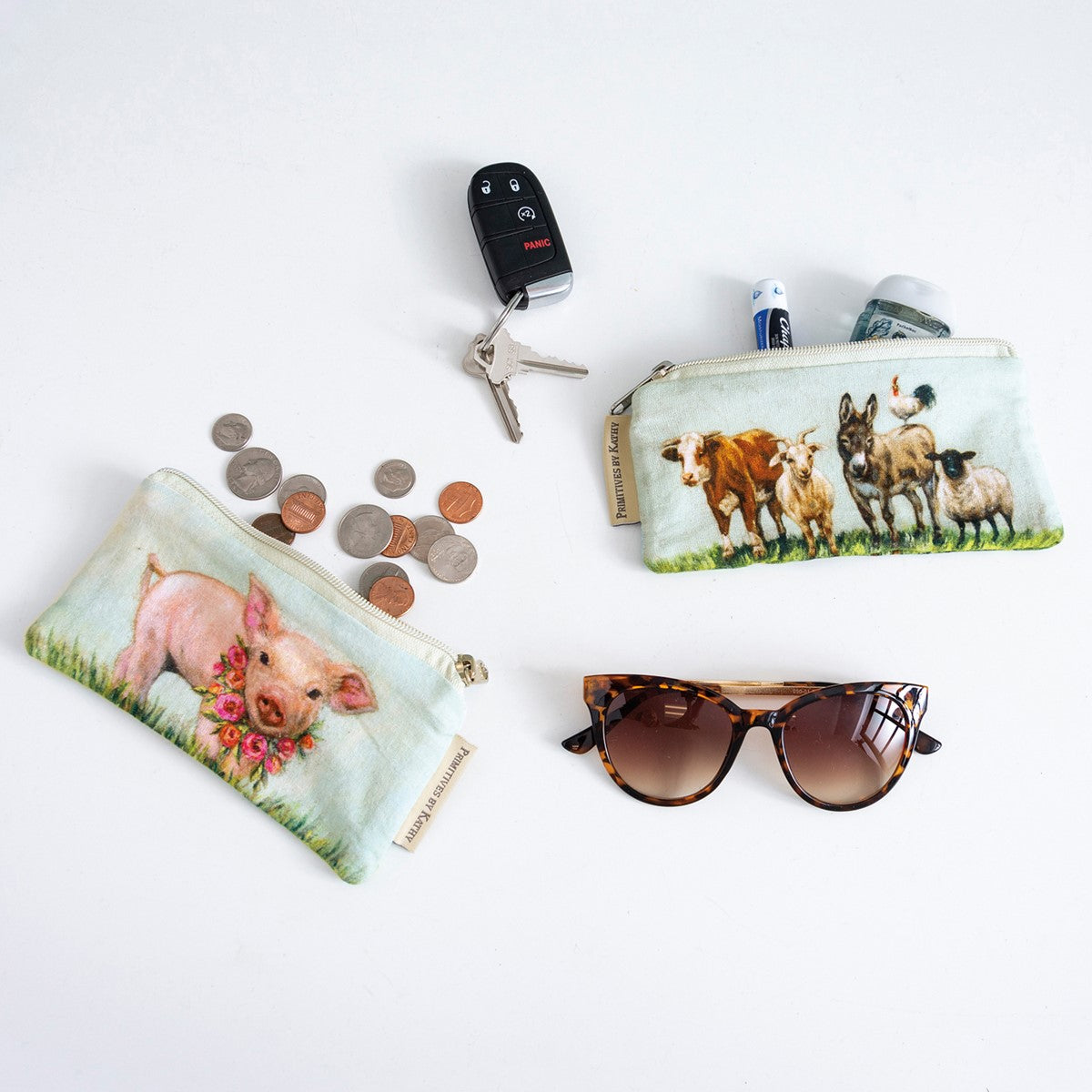 Set of 2 Farm Family Animals Everything Pouches