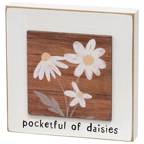 Set of 3 Bloom As You Are Daisy Layered 4.5" Block Signs