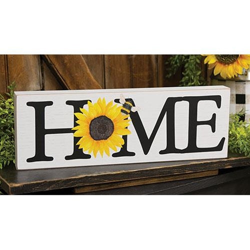 Sunflower & Bee Home 17.75" Wooden Sign