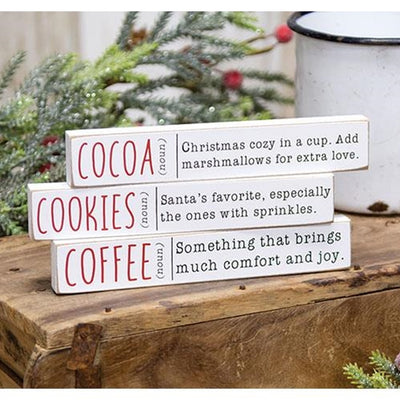 Set of 3 Cocoa Cookies Coffee Christmas Mini Sticks