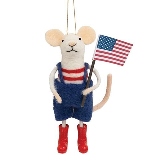 Americana Party Mr Mouse Felted Ornament