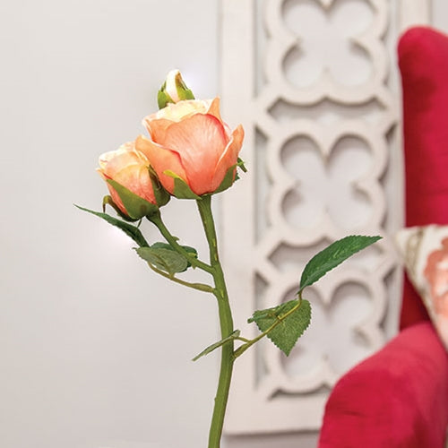 Blooming Peach Roses 17" Faux Floral Stem