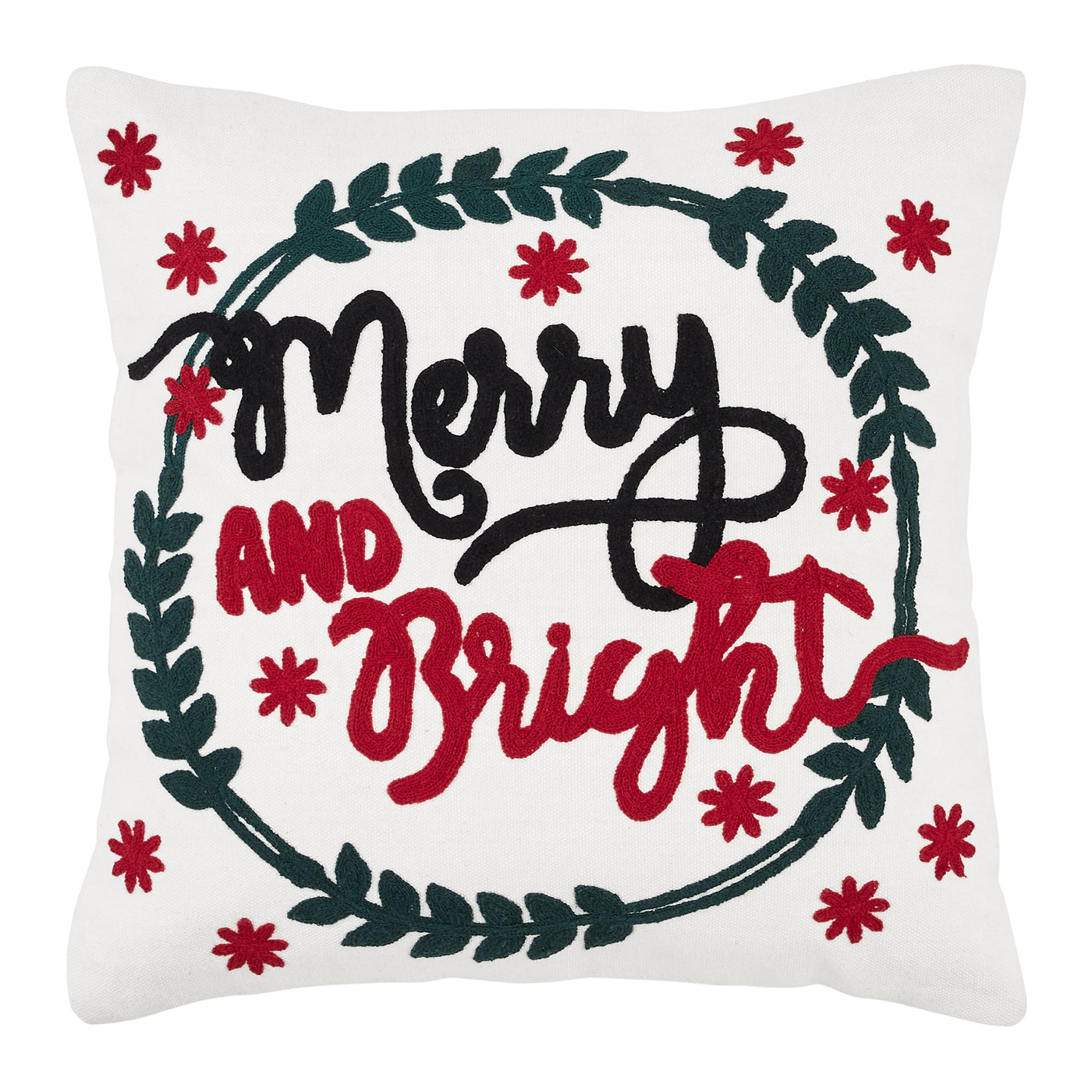 Merry & Bright 18" Black Plaid Christmas Pillow