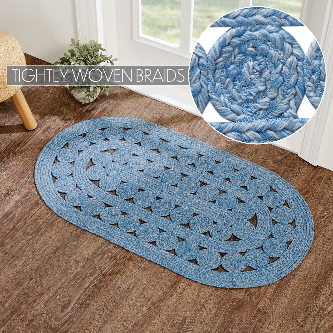 Celeste Blended Blue Indoor/Outdoor 48" Oval Rug