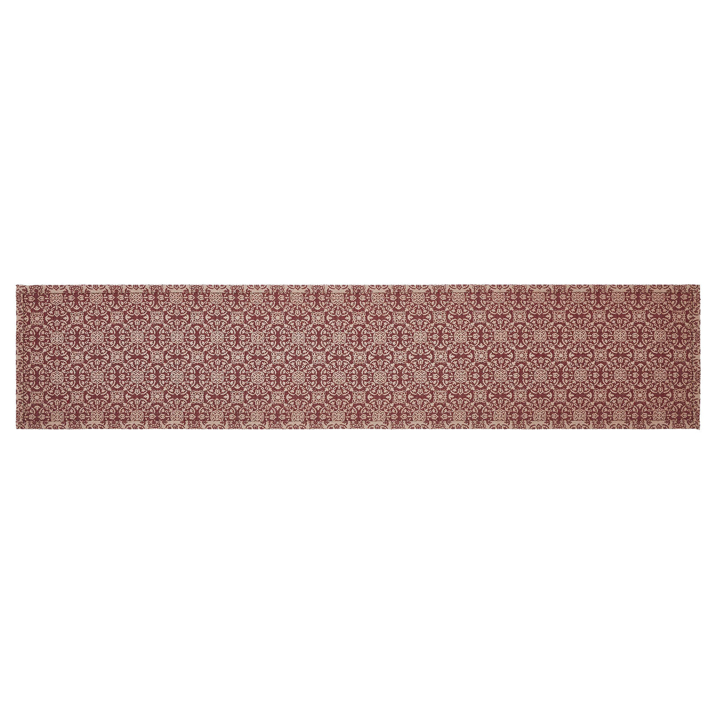 Custom House Burgundy Tan Jacquard 60" Table Runner