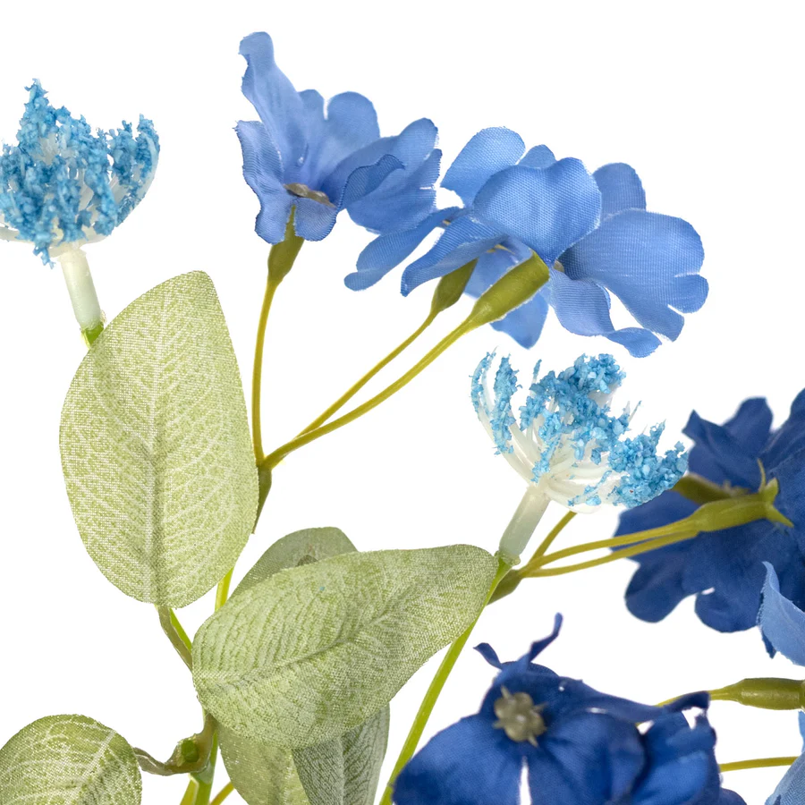 Blue Plum Blossom 25" Faux Floral Spray