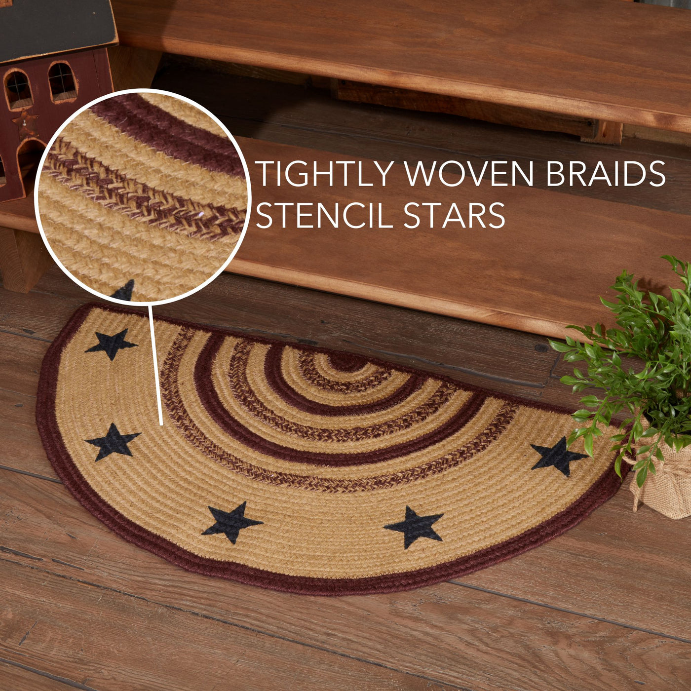 DAY 8 ❤️🫐 20 RED WHITE + BLUEBERRY DAYS Potomac Americana Stencil Stars Half Circle Jute Rug