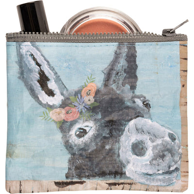 Floral Donkey Zipper Wallet Recycled Materials
