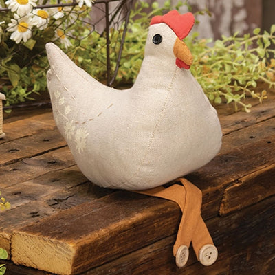 Country Floral Chicken Dangle Leg Stuffed Figure
