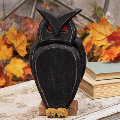 Distressed Wooden Primitive Owl 11.5" H