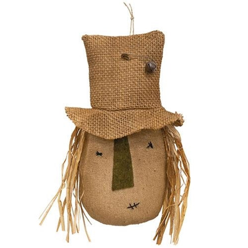 Primitive Scarecrow Hanger with Burlap Hat 7" H