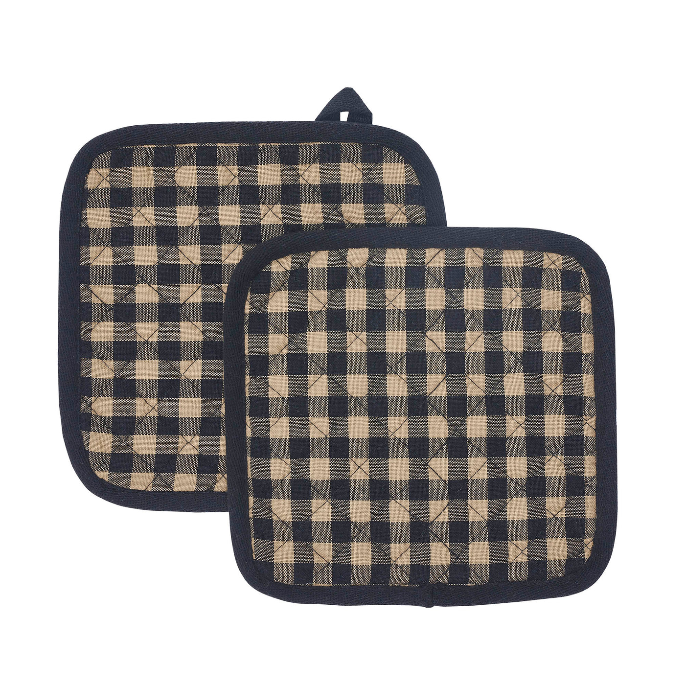 Set of 2 Black Check Pot Holders