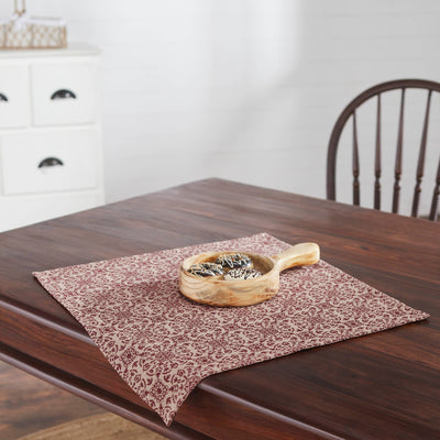 Custom House Burgundy Tan Jacquard 20" Square Table Topper