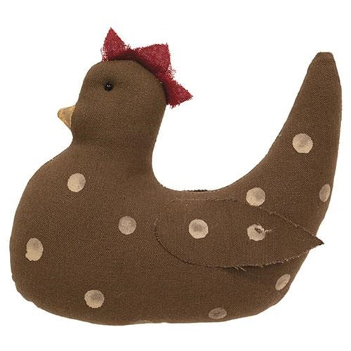 Brown & White Polka Dot Chicken Fabric Figure