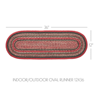 Forrester Red and Green Indoor/Outdoor Oval 36" Table Runner