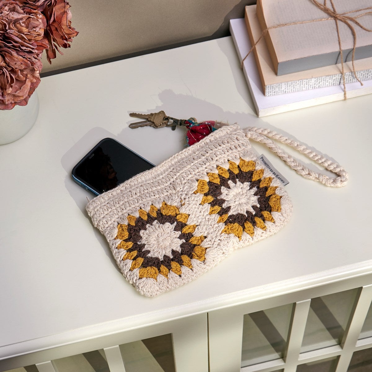 Crochet Sunflower Wristlet